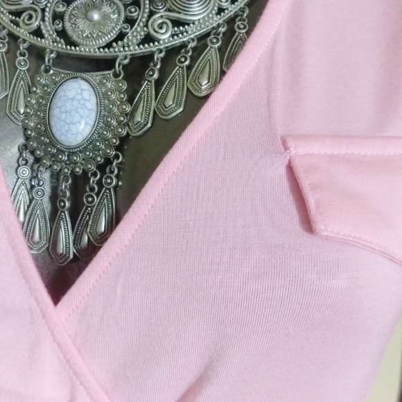 Pink S-Line Faux Wrap Top - Picture 3 of 5